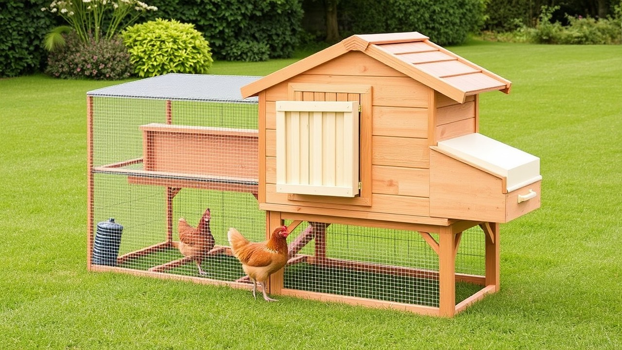 Compact  chicken coop with attached run